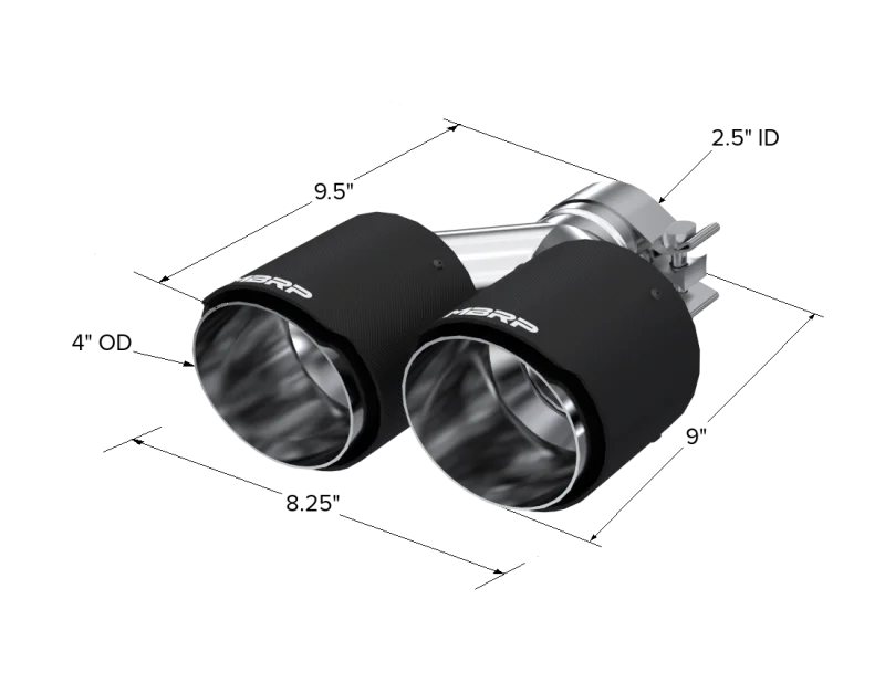 MBRP Universal Carbon Fiber Dual Tip 4in OD/2.5in Inlet - Back View