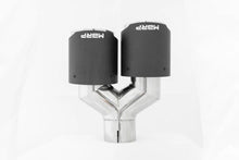 Load image into Gallery viewer, MBRP Universal Carbon Fiber Dual Tip 4in OD/2.5in Inlet - Installation View