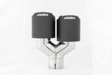 Load image into Gallery viewer, MBRP Universal Carbon Fiber Dual Tip 4in OD/2.5in Inlet - Installation View