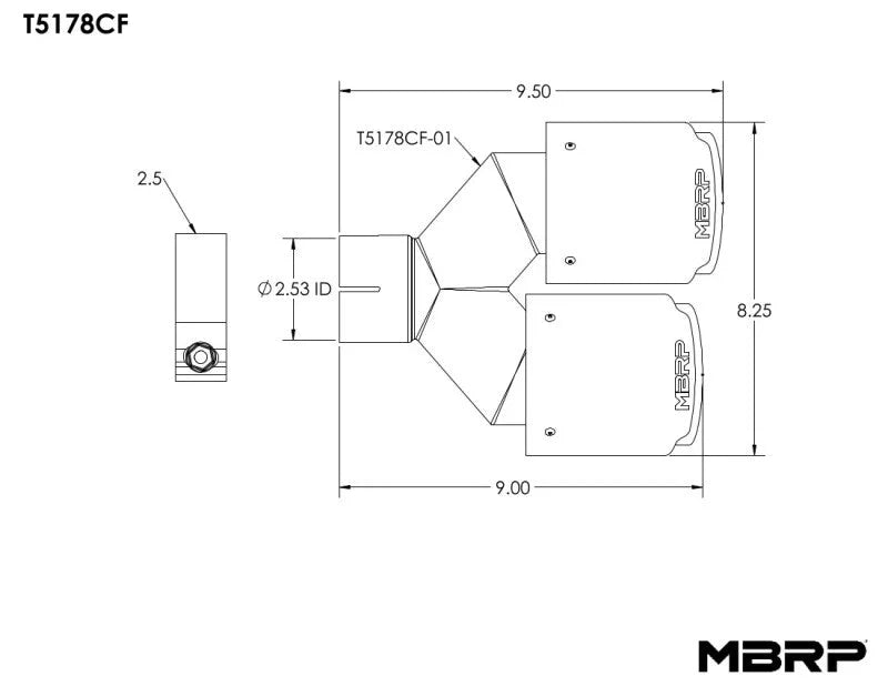 MBRP Universal Carbon Fiber Dual Tip 4in OD/2.5in Inlet - Additional View 5