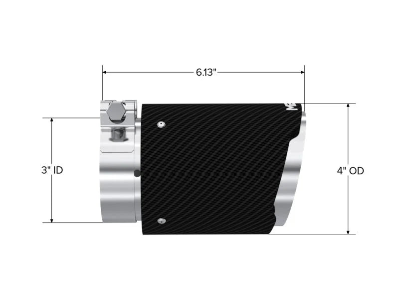 MBRP Universal Carbon Fiber Tip 3in ID / 4in OD Out / 6.13in Length Angle Cut Dual Wall - Detail View