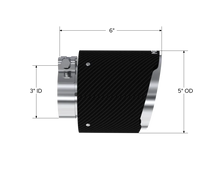 Load image into Gallery viewer, MBRP Universal Carbon Fiber Tip, 3in. ID./5in. OD./ 6.13in L. Angle Cut Dual Wall - Side View