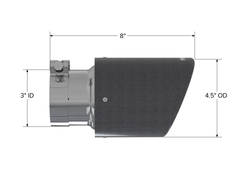 MBRP Universal Carbon Fiber Tip 4.5in OD / 3in Inlet / 7.7in L - Detail View