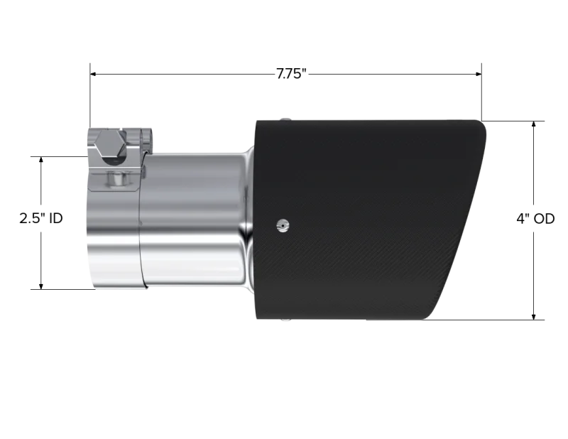 MBRP Universal Carbon Fiber Tip 4in OD / 2.5in Inlet / 7.7in L - Detail View