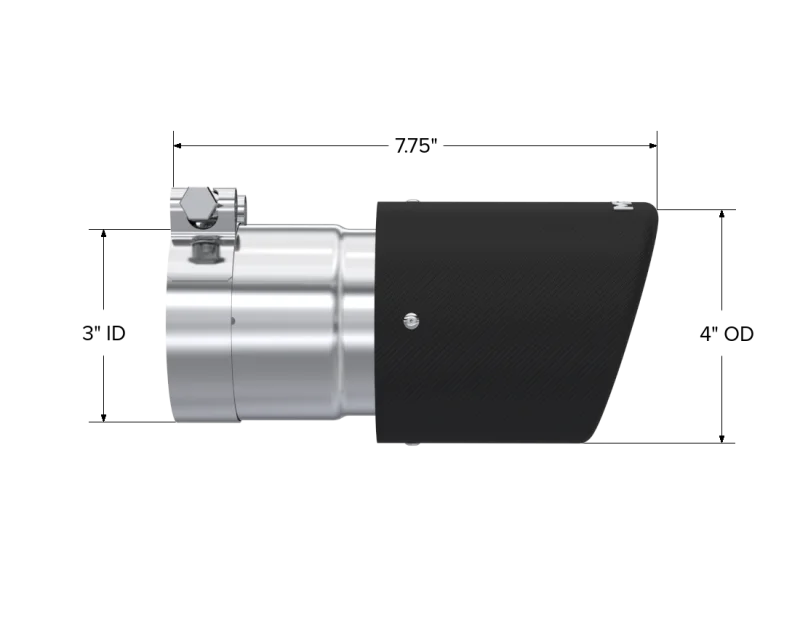 MBRP Universal Carbon Fiber Tip 4in OD/3in Inlet/7.7in L - Detail View