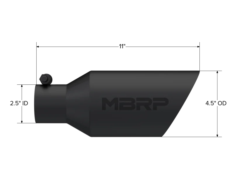 MBRP Universal Dual Wall Angle Rolled End Tip 4-1/2in OD / 2-1/2in Inlet / 11in Length - Black - Detail View