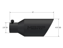 Load image into Gallery viewer, MBRP Universal Dual Wall Angle Rolled End Tip 4-1/2in OD / 2-1/2in Inlet / 11in Length - Black - Detail View