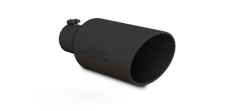 MBRP Universal Exhaust Tip 7in O.D. Rolled End 4in Inlet 18in Length - Black - Side View