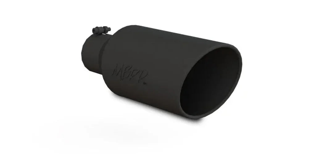 MBRP Universal Exhaust Tip 7in O.D. Rolled End 4in Inlet 18in Length - Black - Side View