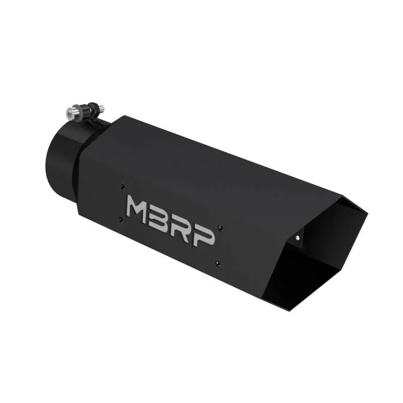 MBRP Universal Hex Tip 4in Inlet 16in Length w/ Logo - Black Coated - Main Product View