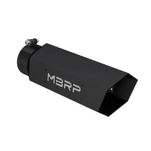 Load image into Gallery viewer, MBRP Universal Hex Tip 4in Inlet 16in Length w/ Logo - Black Coated - Main Product View