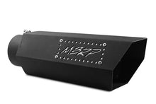 Load image into Gallery viewer, MBRP Universal Hex Tip 4in Inlet 16in Length w/ Logo - Black Coated - Side View
