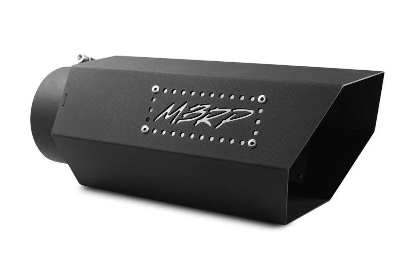 MBRP Universal Hex Tip 5in Inlet 16in Length w/ Logo - Black Coated - Main Product View
