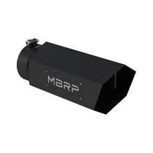 Load image into Gallery viewer, MBRP Universal Hex Tip 5in Inlet 16in Length w/ Logo - Black Coated - Side View
