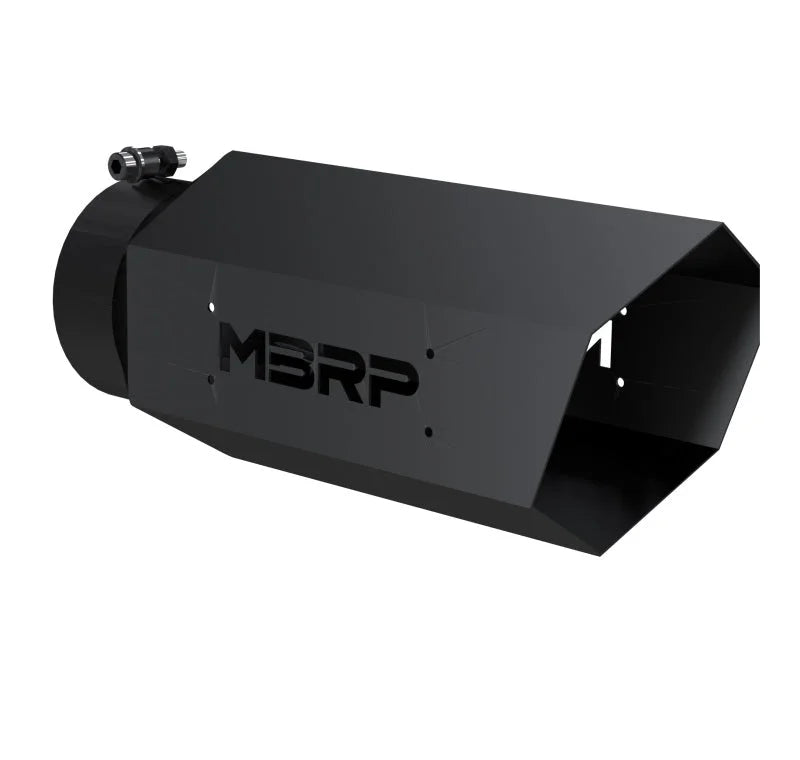 MBRP Universal Hex Tip 5in Inlet 16in length w/o Logo - Black Coated - Side View