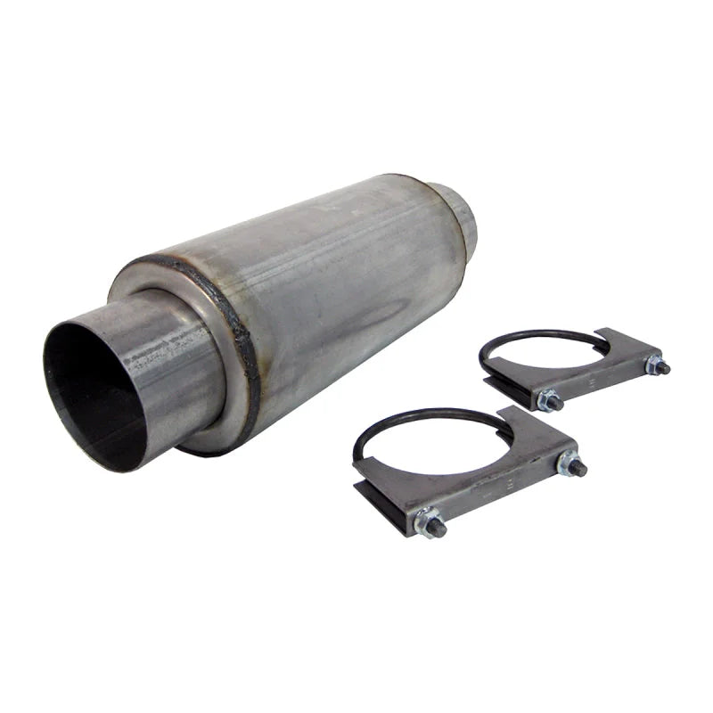 MBRP Universal Resonator 4 Inlet /Outlet 12 Body 18 Overall Aluminized - Side View
