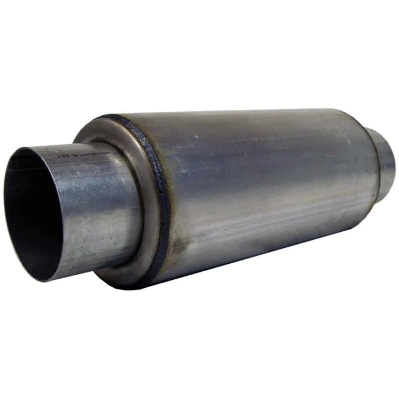MBRP Universal Resonator 4 Inlet /Outlet 12 Body 18 Overall T304 - Side View