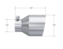 Load image into Gallery viewer, MBRP Universal Stainless Steel Tip 2.5in ID / 4.5in OD Out / 6.5in Length Angle Cut Single Wall - Side View