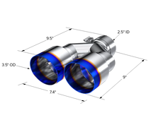 Load image into Gallery viewer, MBRP Universal T304 SS Dual Burnt End Tip 3.5in OD/2.5in Inlet - Side View