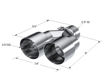 Load image into Gallery viewer, MBRP Universal T304 SS Dual Tip 3.5in OD/2.5in Inlet - Side View
