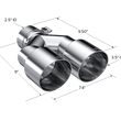 Load image into Gallery viewer, MBRP Universal T304 SS Dual Tip 3.5in OD/2.5in Inlet - Back View