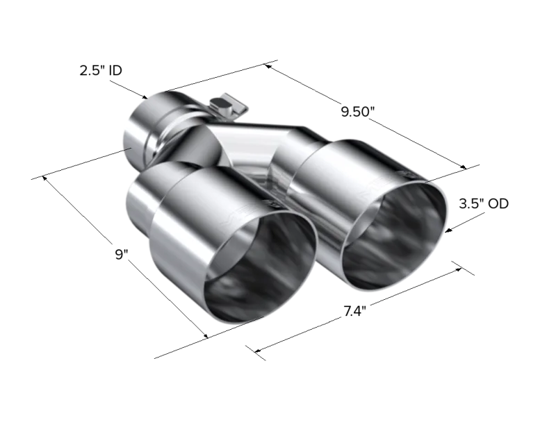 MBRP Universal T304 SS Dual Tip 3.5in OD/2.5in Inlet - Back View