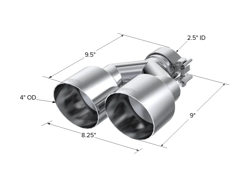 MBRP Universal T304 SS Dual Tip 4in OD/2.5in Inlet - Back View
