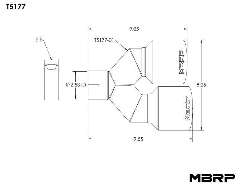 MBRP Universal T304 SS Dual Tip 4in OD/2.5in Inlet - Additional View 5