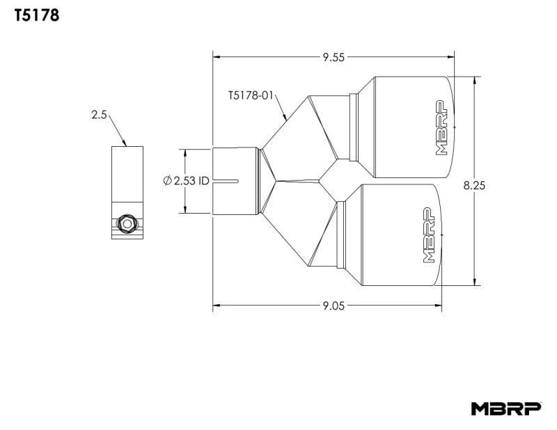 MBRP Universal T304 SS Dual Tip 4in OD/2.5in Inlet - Additional View 5