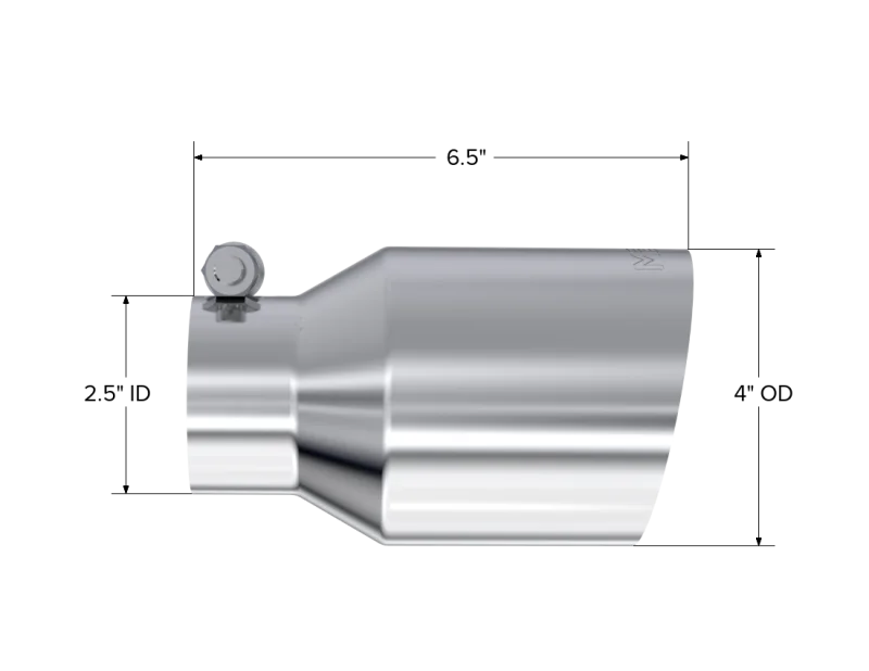 MBRP Universal T304 SS Tip 4in OD/2.5in Inlet/6.5in L - Back View