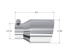 Load image into Gallery viewer, MBRP Universal T304 SS Tip 4in OD/2.5in Inlet/6.5in L - Back View