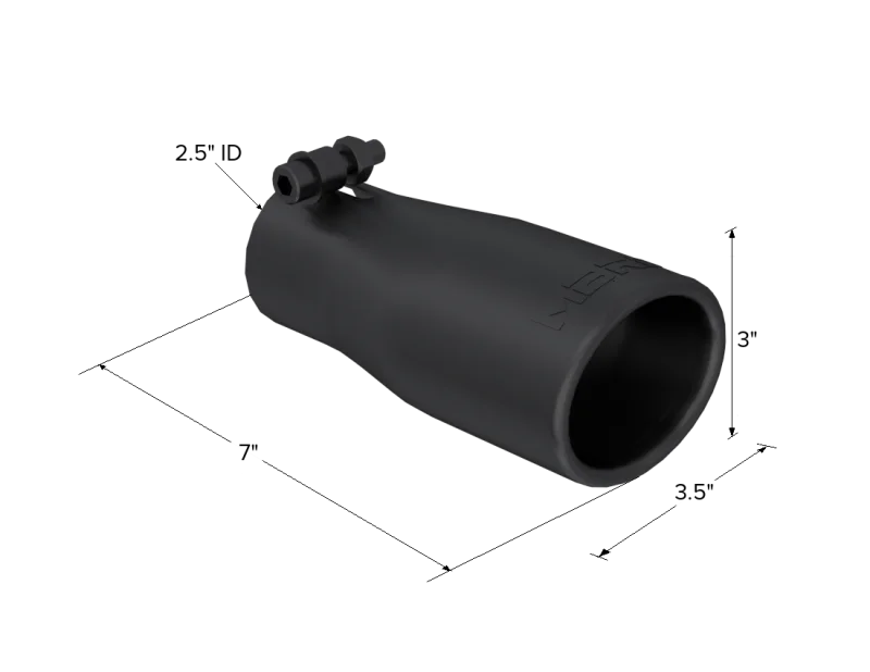 MBRP Universal Tip 2.5 O.D. Oval End 3.75 Inlet 10in length - Black Finish - Detail View