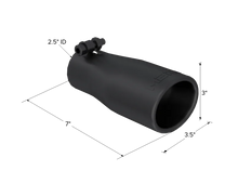 Load image into Gallery viewer, MBRP Universal Tip 2.5 O.D. Oval End 3.75 Inlet 10in length - Black Finish - Detail View