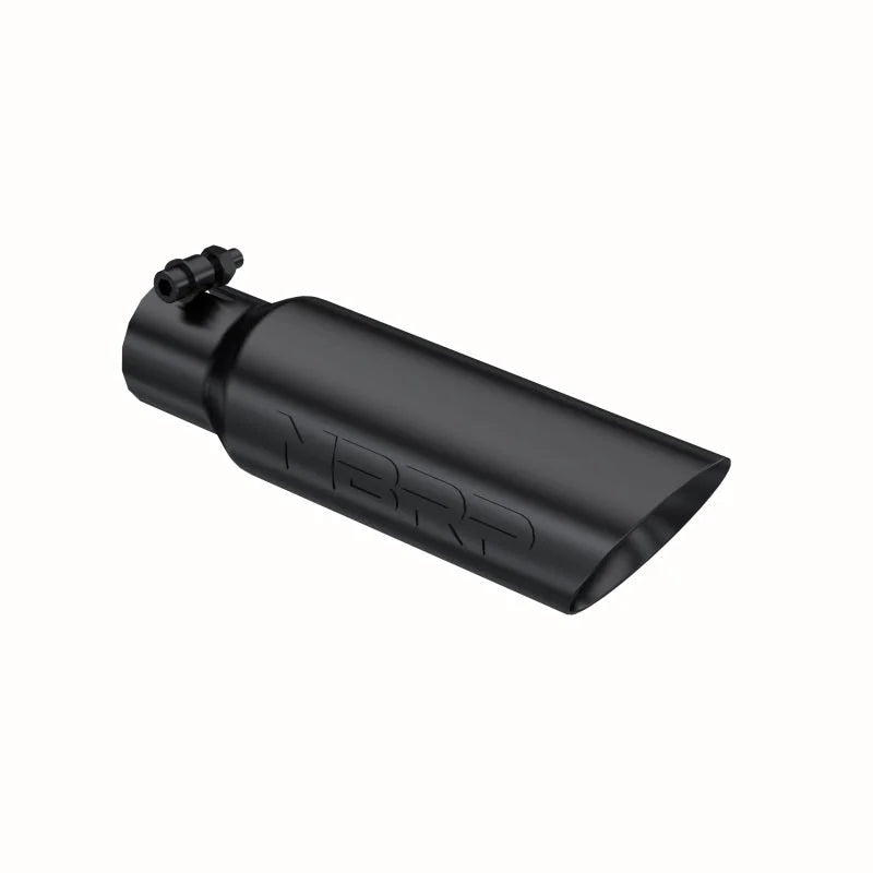 MBRP Universal Tip 3.5 O.D. Dual Wall Angled 2.5 inlet 12 length - Black Finish - Side View