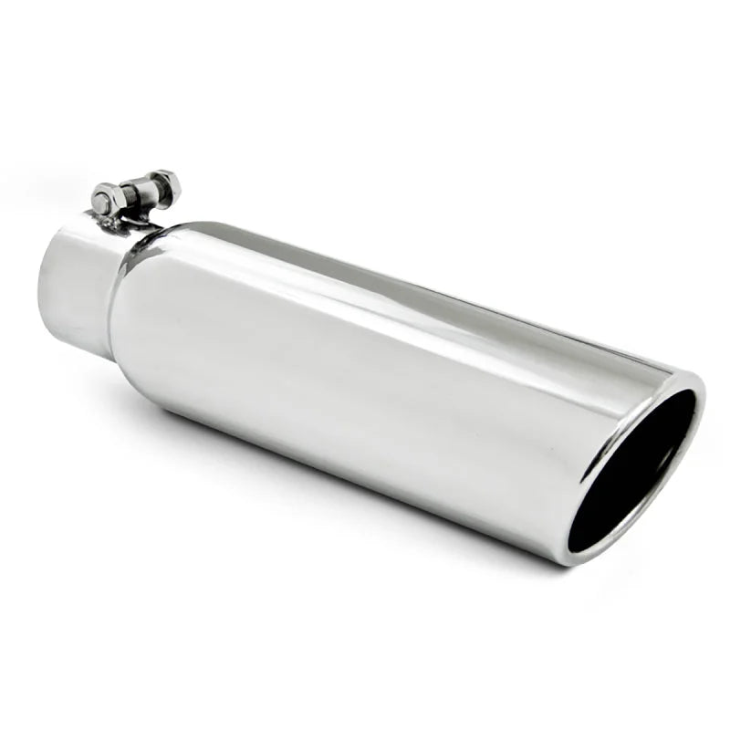 MBRP Universal Tip 3.5in OD 2.5in Inlet 12in L Angled Cut Rolled End Clampless No-Weld T304 - Main Product View