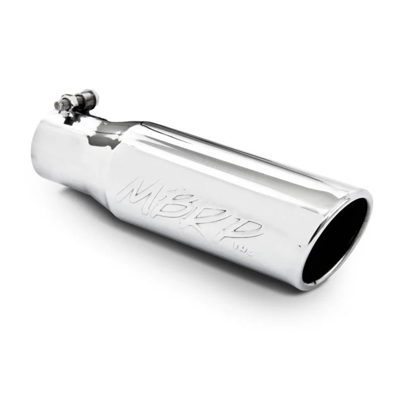 MBRP Universal Tip 3in O.D. Angled Rolled End 2 inlet 10 length - Side View
