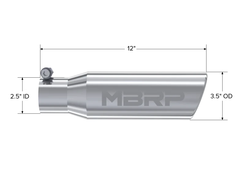 MBRP Universal Tip 3in O.D. Angled Rolled End 2 inlet 10 length - Detail View