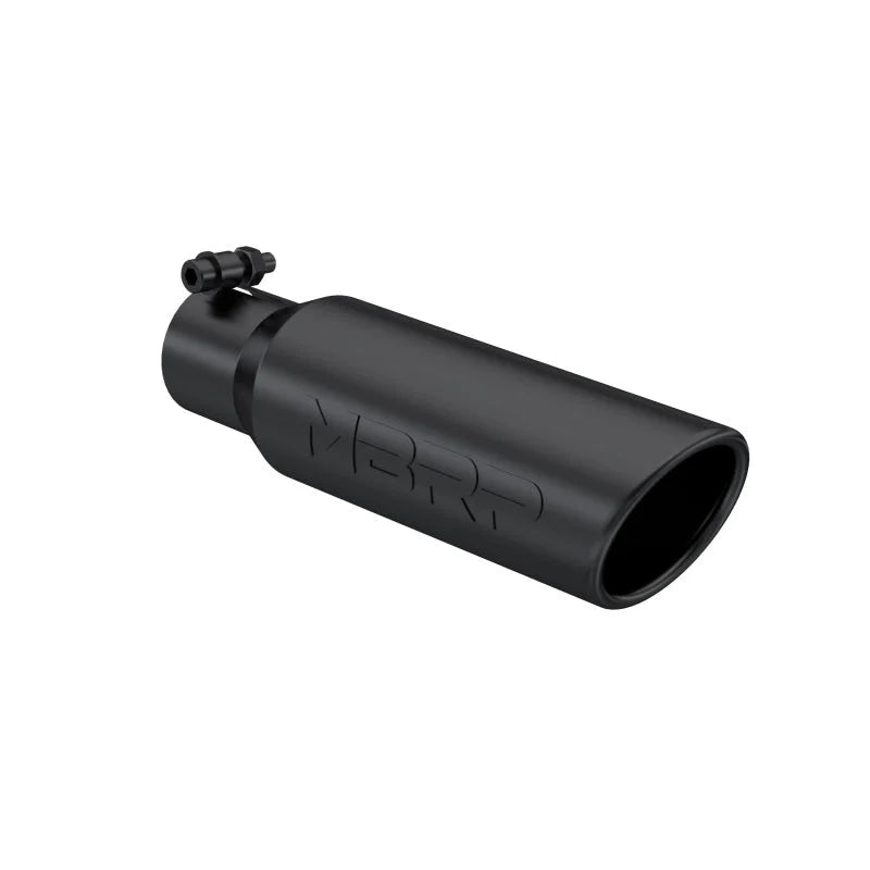 MBRP Universal Tip 3in O.D. Angled Rolled End 2 inlet 12 length - Black Finish - Main Product View