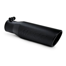 Load image into Gallery viewer, MBRP Universal Tip 3in O.D. Angled Rolled End 2 inlet 12 length - Black Finish - Side View