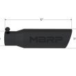 Load image into Gallery viewer, MBRP Universal Tip 3in O.D. Angled Rolled End 2 inlet 12 length - Black Finish - Detail View