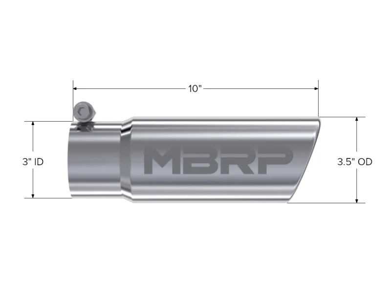 MBRP Universal Tip 3in O.D. Angled Rolled End 3 inlet 10 length - Detail View