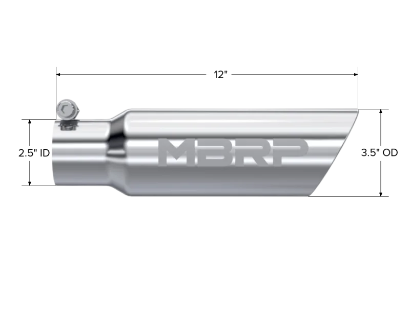 MBRP Universal Tip 3in O.D. Dual Wall Angled 2 inlet 12 length - Detail View