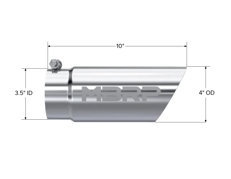 MBRP Universal Tip 3in O.D. Dual Wall Angled 4 inlet 10 length - Detail View