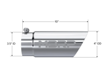 Load image into Gallery viewer, MBRP Universal Tip 3in O.D. Dual Wall Angled 4 inlet 10 length - Detail View