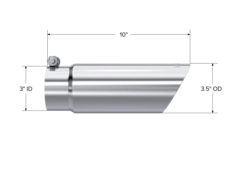 MBRP Universal Tip 3in O.D. Dual Wall Angled End 3 inlet 12 length - Detail View