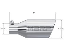 Load image into Gallery viewer, MBRP Universal Tip 4.5 O.D. Angle Rolled End 2.5 Inlet 11in Length - T304 - Detail View