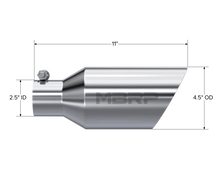 Load image into Gallery viewer, MBRP Universal Tip 4.5 O.D. Dual Walled Angled Rolled End 2.5 Inlet 12in Length - T304 - Detail View