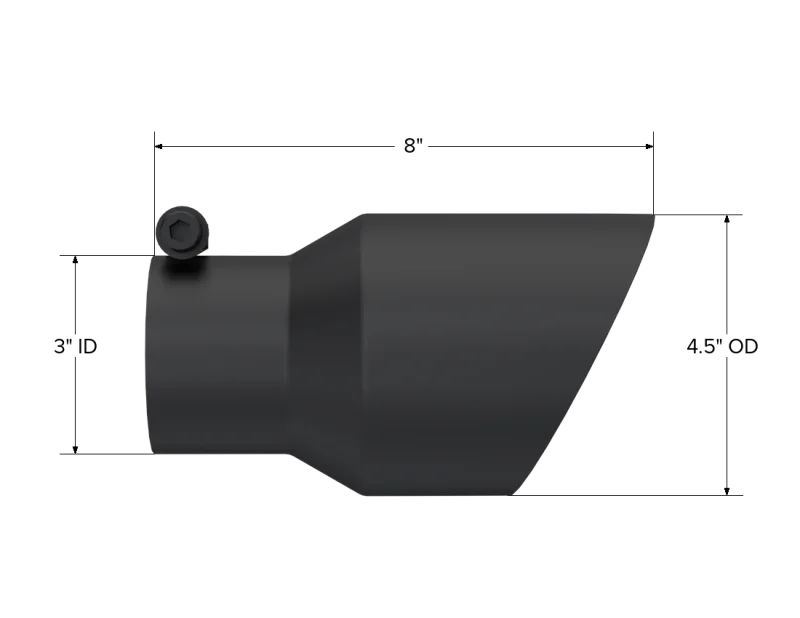 MBRP Universal Tip 4.5in OD 3in Inlet 8in Length Dual Walled Angled Exhaust Tip - Black - Side View