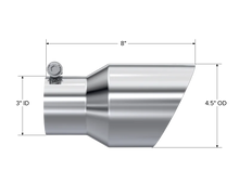 Load image into Gallery viewer, MBRP Universal Tip 4.5in O.D. Dual Wall Angled 3in inlet 8in length T304 - Detail View
