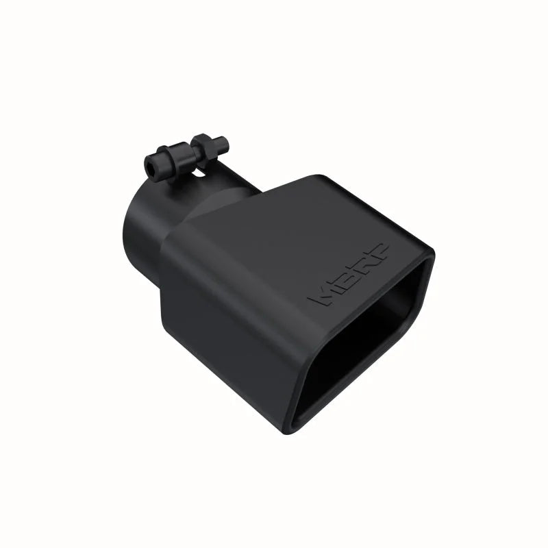MBRP Universal Tip 4.75inx 3in Rectangle Angled Cut 3in O.D. inlet Pass. Side 7.375in length Black - Side View